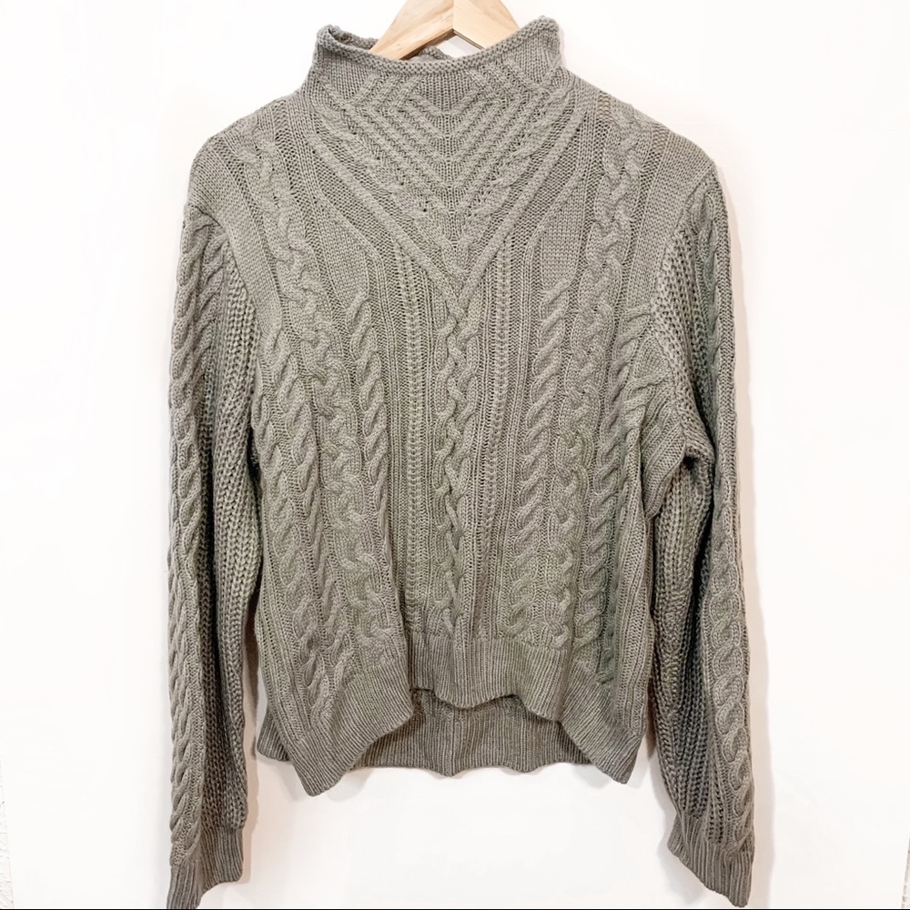 Marled Reunited Clothing Gray Cable Knit sweater